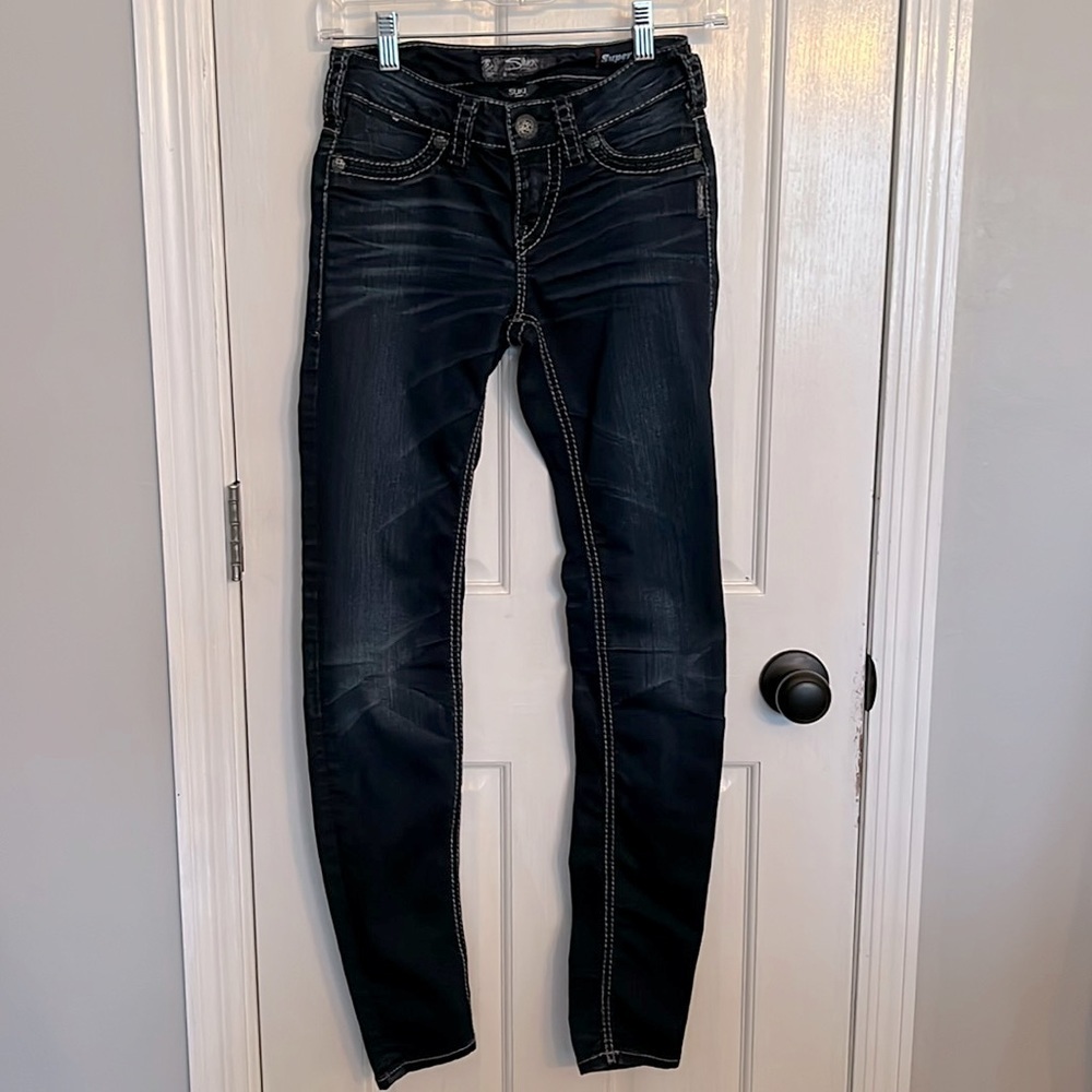 Silver Suki Mid Super Skinny Jeans 24